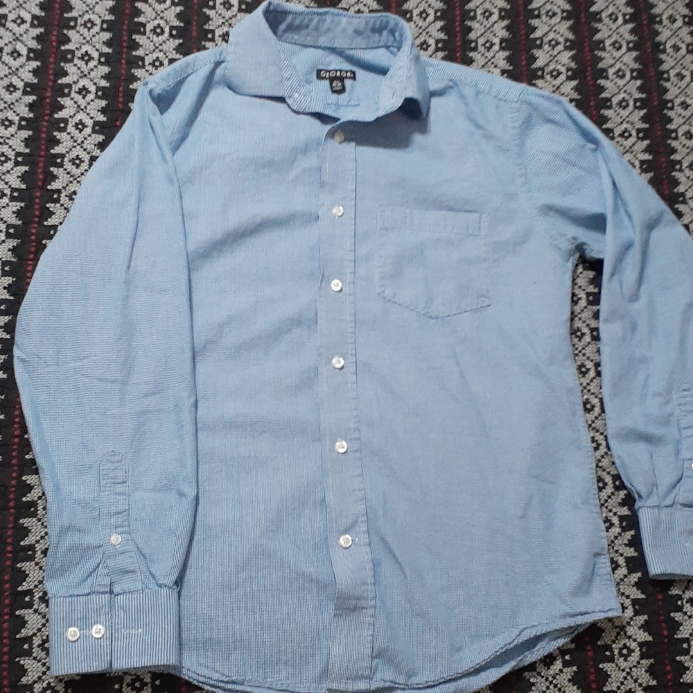 Blue and white button down
